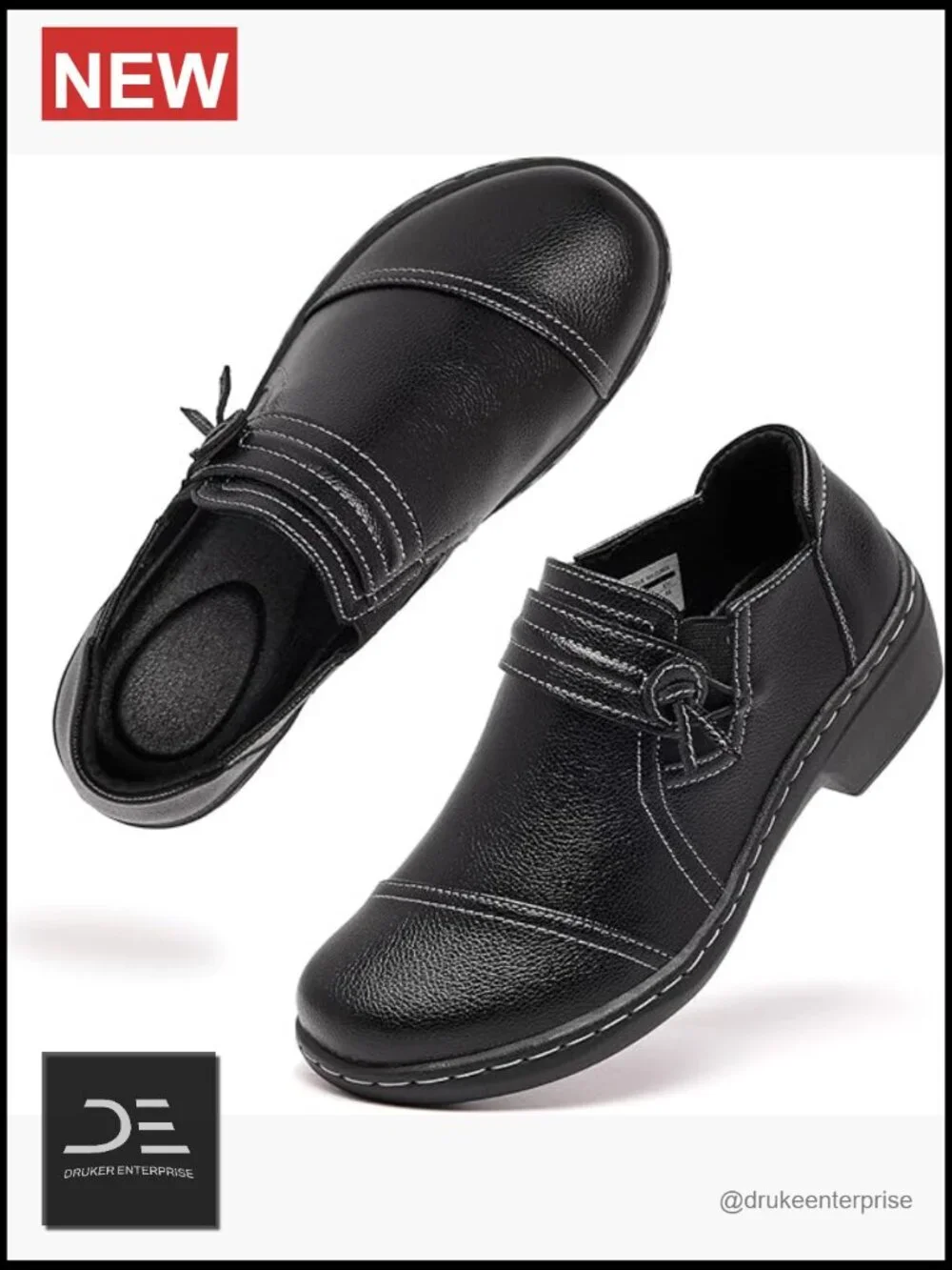Vegan Leather Slip On Loafers Orthopedic Business Casual Dress Shoes